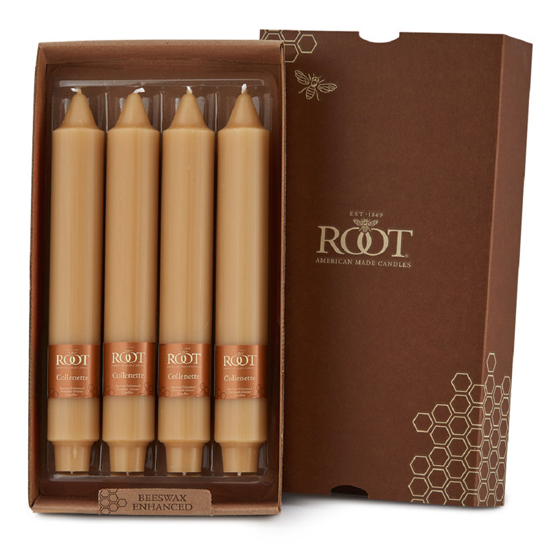 Bougie lisse sans parfum Collenette, H 9 po x l 1,25 po x P 1,25 po, Cire d'abeille