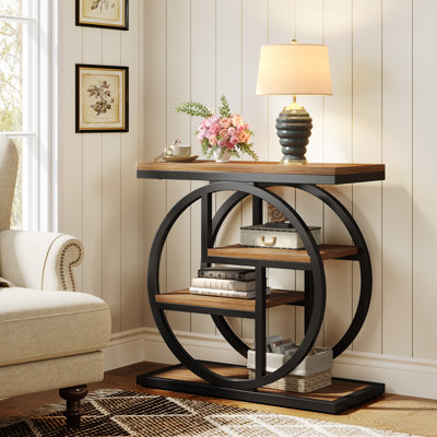 Wood and Metal 4-Tier End Table