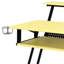 Bureau d'enregistrement musical jaune et noir, plateau de 119 cm x 46 cm, support clavier de 102 cm x 41 cm, compatible avec un téléviseur de 109 cm, table de travail informatique noire, support, structure en métal.