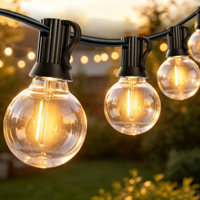 197FT LED Outdoor String Lights, Connectable String Lights With 100+2 Shatterproof G40 Bulbs,2700K Warm White, Waterproof Outdoor String Lights for patios, porches, balconies and gardens