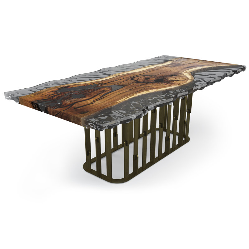 Walnut Metal Base Dining Table, H76 x L244 x W134cm