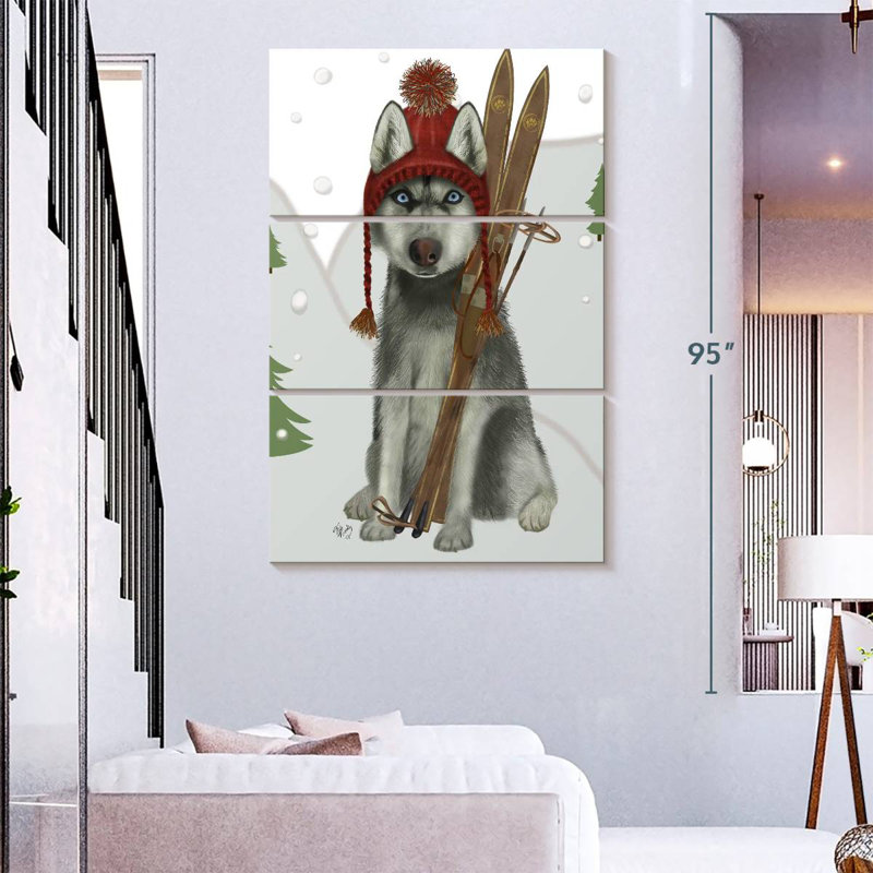 Brampt Husky Skiing, 74" H x 48" W