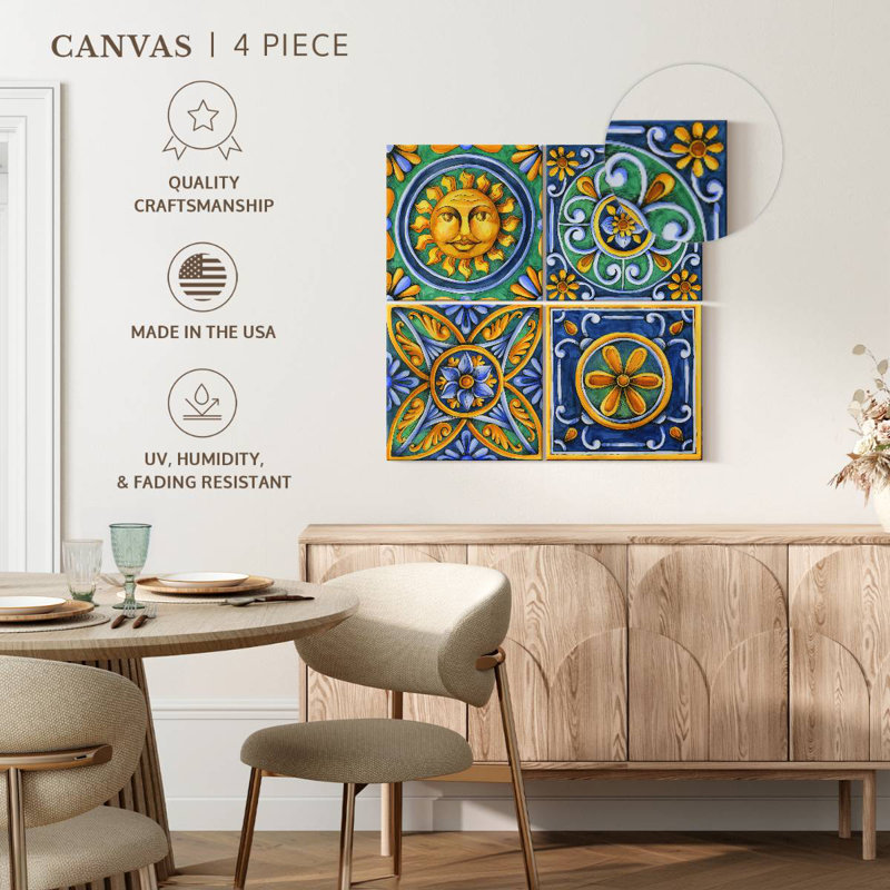 Flower Pattern Tiles, 18" H x 18" W