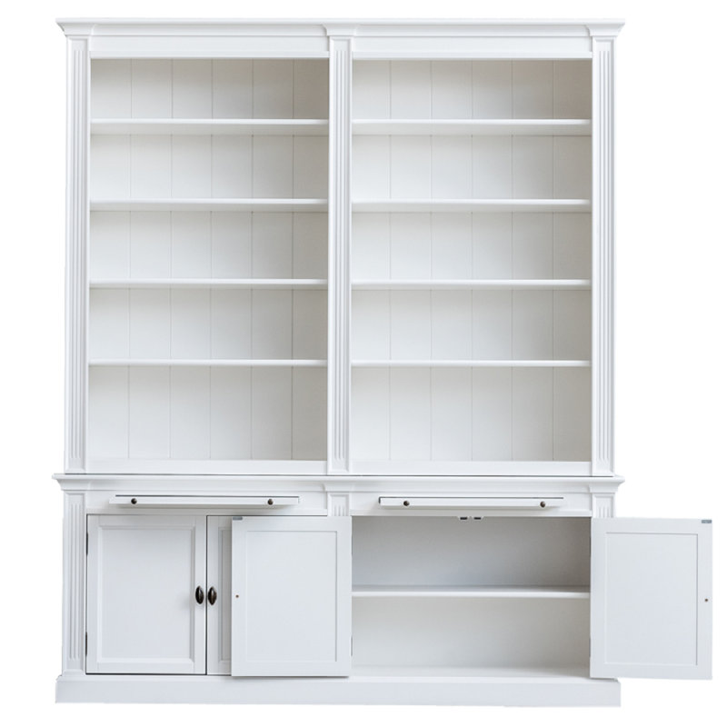 Krier 240cm H x 200cm W Library Bookcase, White/White