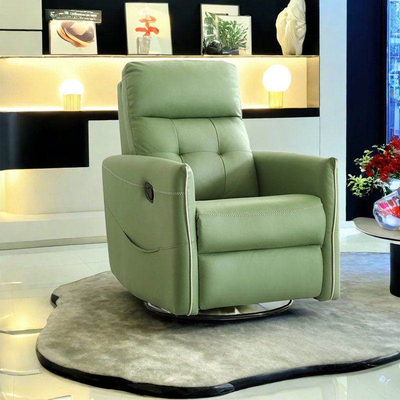 Koloman Upholstered Recliner, Green Polyester Blend