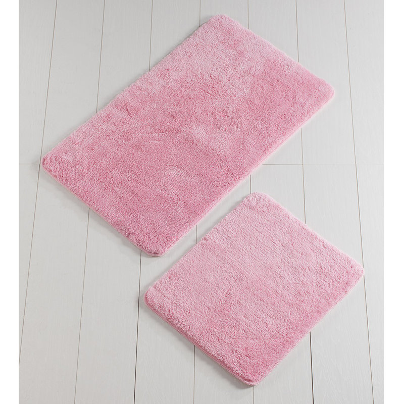 Premium Acrylic Bathmat Set (2 Pieces) - Candy Pink | 100% Acrylic, Non-Slip Underside | Bathmat 19.7 x 23.6 in & 23.6 x 39.4 in | Antibacterial, Machine Washable at 30°C | Soft, Durable, and Stylish for Every Bathroom