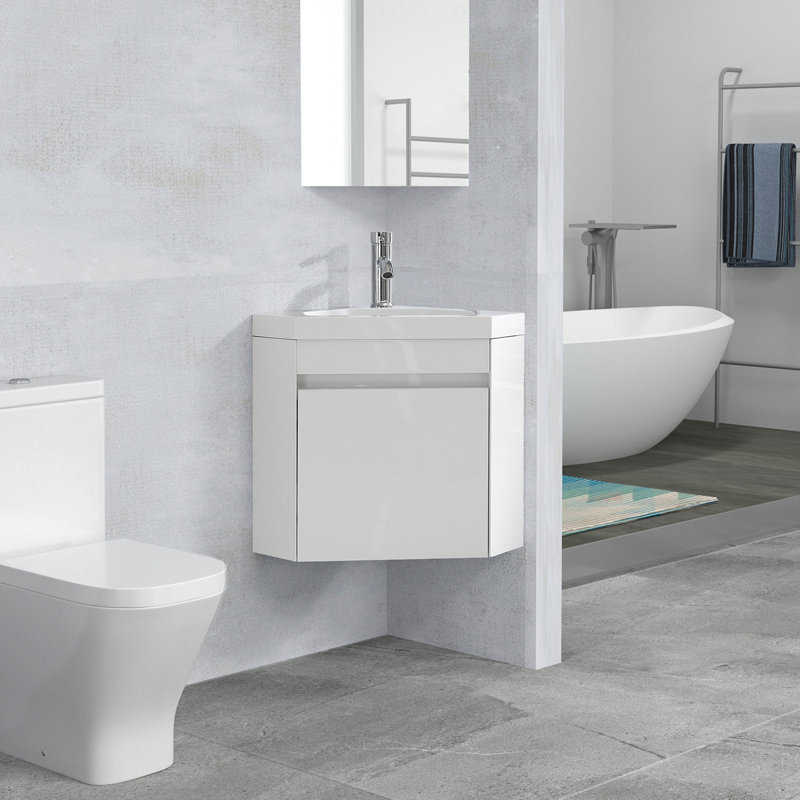 Meuble-lavabo flottant simple 22 po avec lavabo, Blanc