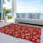 Machine Washable Indoor/Outdoor Snowflake Ho Ho Ho Xhevrie Red Rug-1329937395