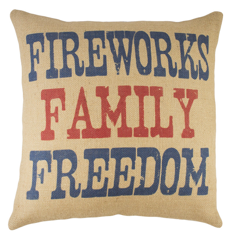  Fireworks Family Freedom Burlap Throw Pillow