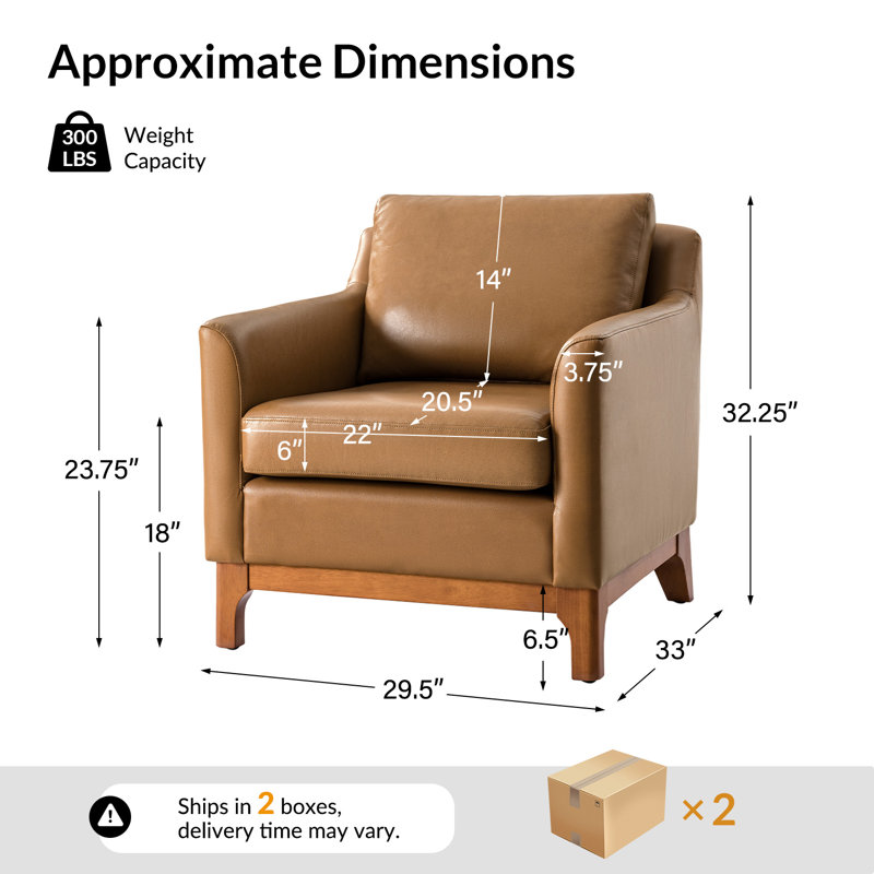 Florita Genuine Leather Armchair, Camel