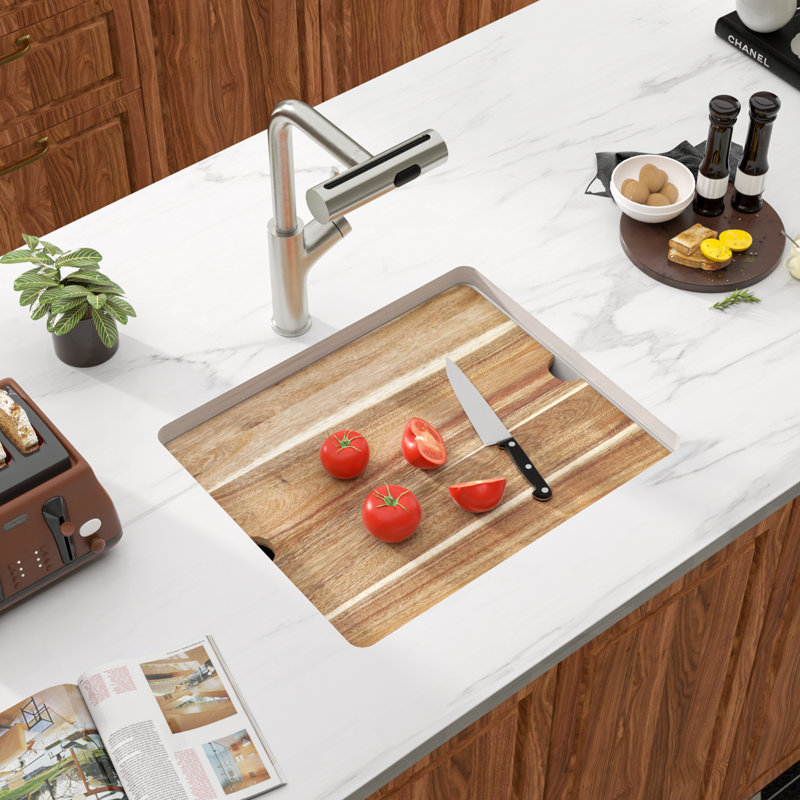 Quartz 21" X 18" Undermount Granite Composite Kitchen Sink Quartz Single Bowl Workstation Sink, White