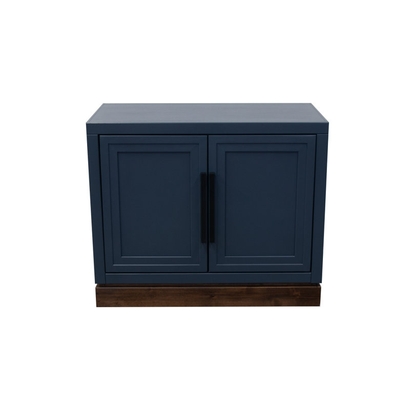 Armoire modulaire à 2 portes Nora, sans assemblage requis, denim bleu et finition whisky, Bleu