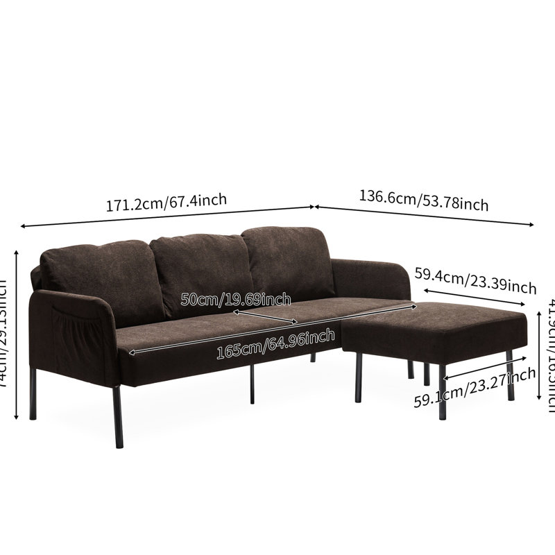 3 places en tissu brun avec un design élégant et moderne 3 pour les combles, Brun
