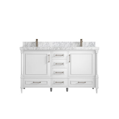 Aberdeen 60'' Double Bathroom Vanity Set -  Willow Collections, ABD_WH_CARM_60D