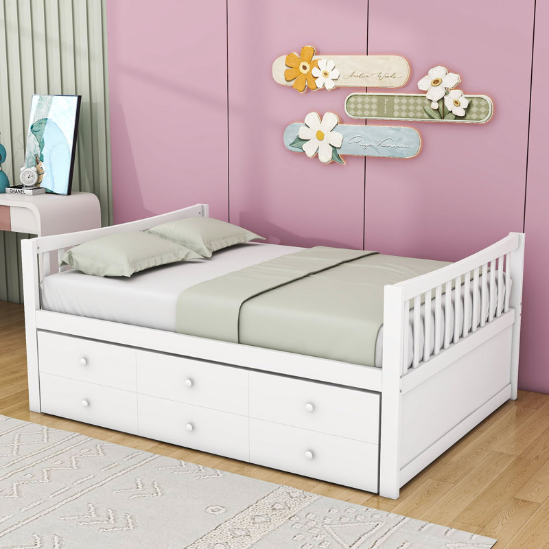  Daybed with Trundle and  Drawers, Full, White