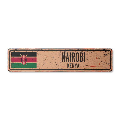 Nairobi Ke Street Sign Heavy Duty Plastic 4" X 18"
