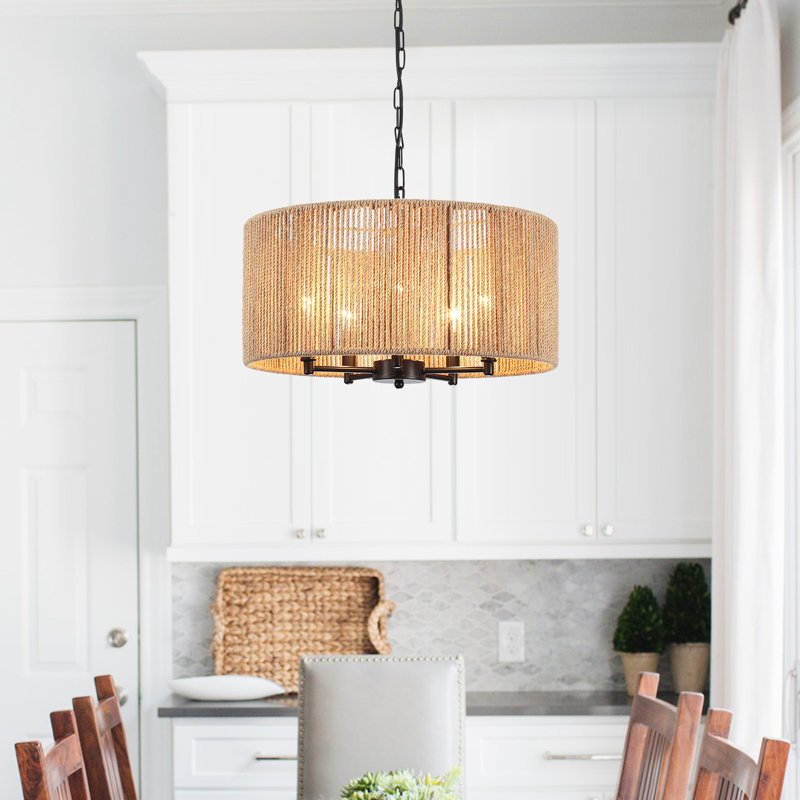 Caroyln 5 - Light Dimmable Drum Chandelier, Matte Black