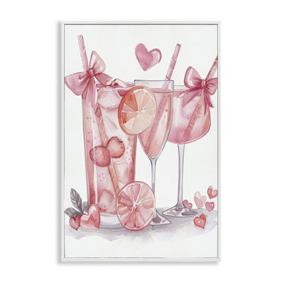 Pink Glam Cocktail Party Framed Giclee, design by LSR Design Studio