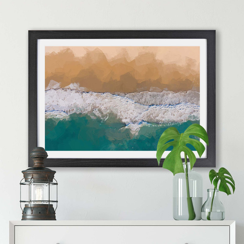Huntington Beach California - Framed Print, 62cm H x 87cm W x 2cm D, Black