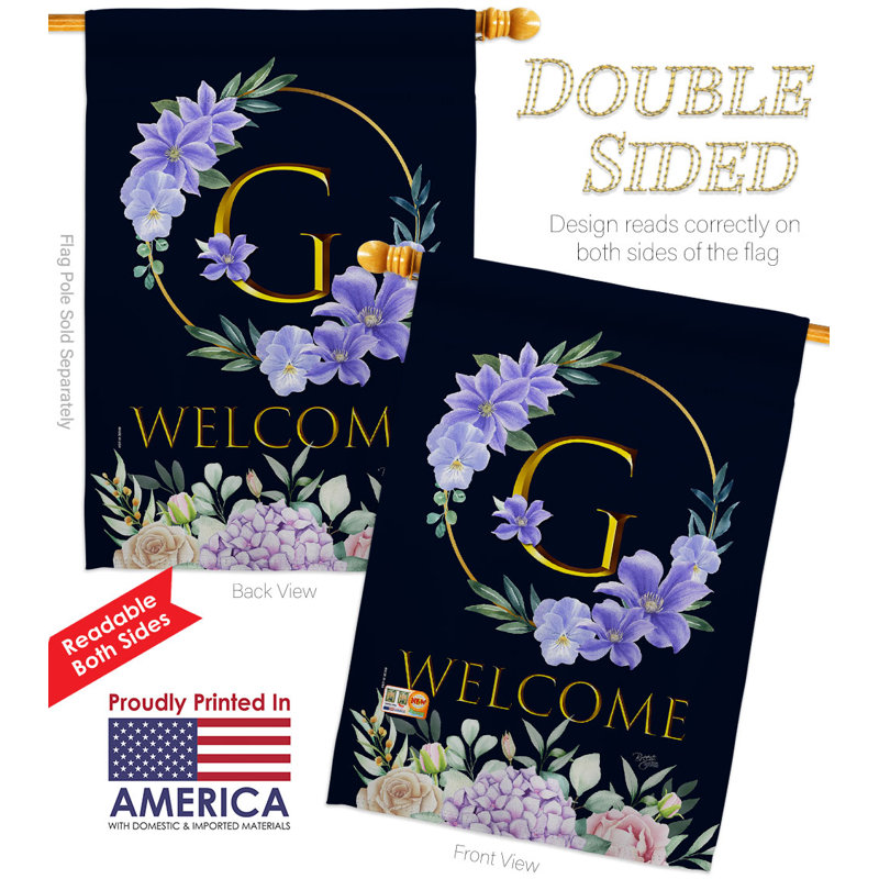 Drapeau de maison en polyester 40 x 28 po Welcome, G