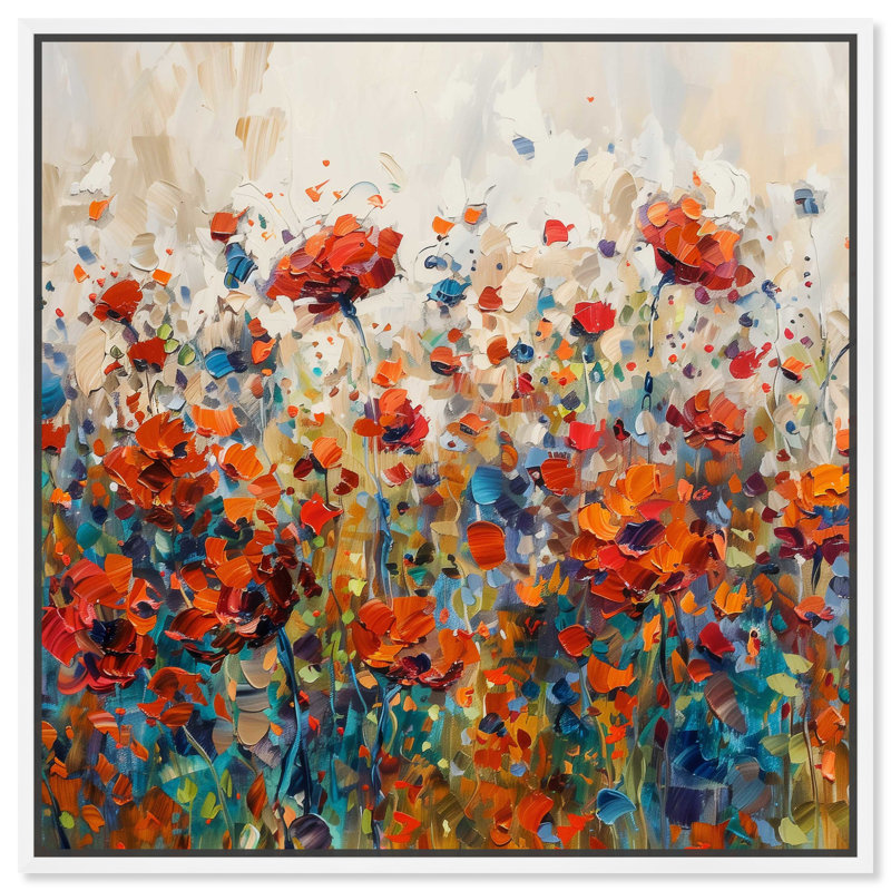 Joli jardin fleuri, Cadre blanc, H 13 po x l 13 po