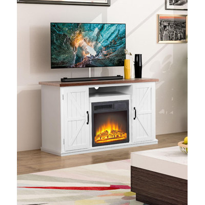  Crédence de rangement en bois massif l 47,5 po avec foyer électrique inclus