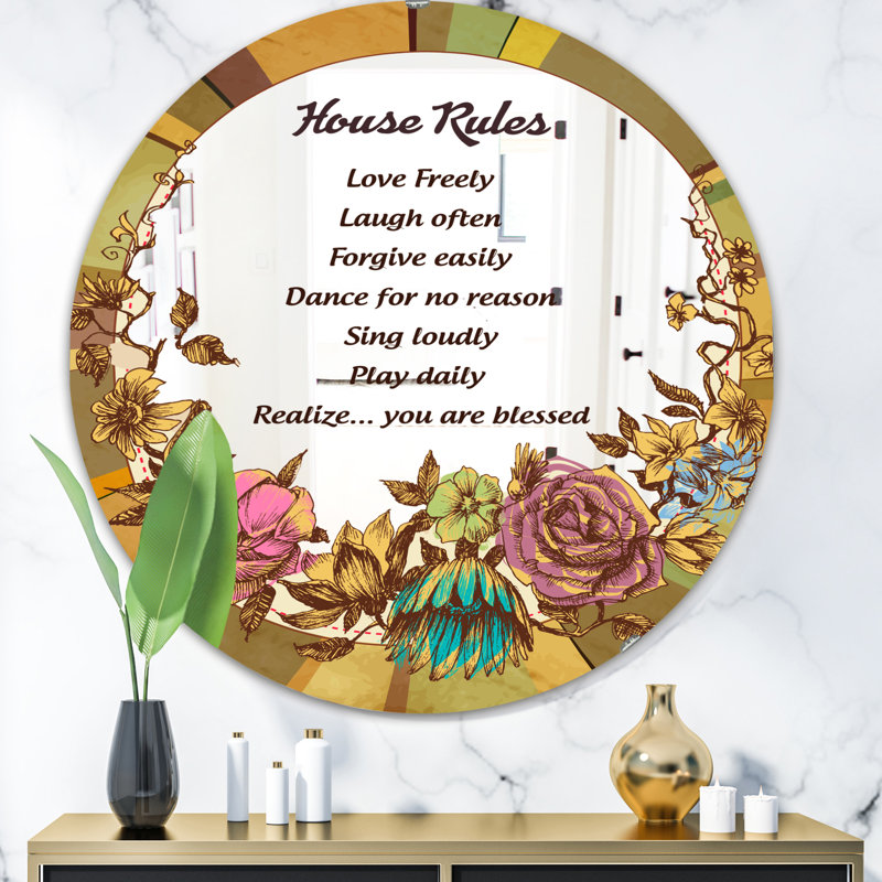 Miroir mural House Rules, H 23,6 po x l 23,6 po