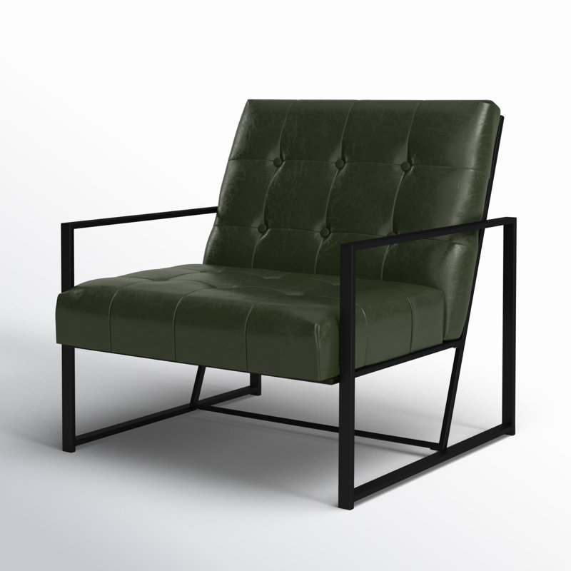 Fauteuil capitonné l 29,5 po Billings, Similicuir vert forêt