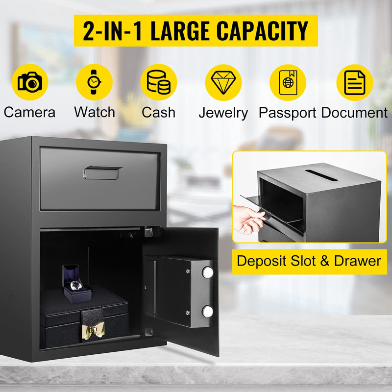 Black Carbon Steel Digital Depository Safe with Deposit Slot