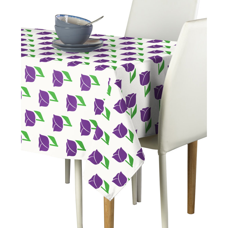 Yanlin Spring Tulips Milliken Signature Tablecloth, 104" L x 60" W, Purple