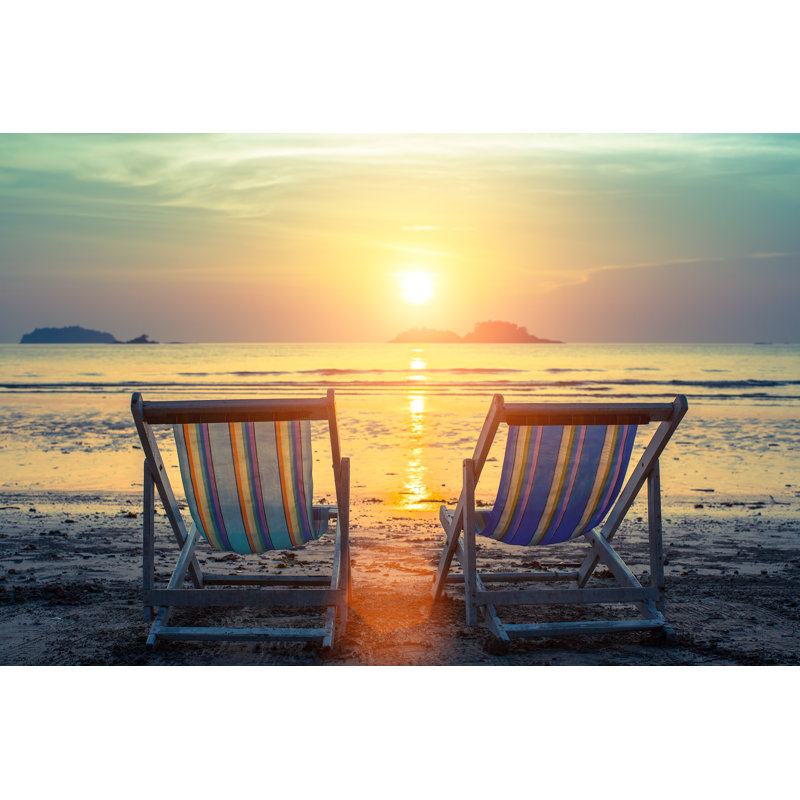 Sun Loungers During Sunset. by DimaBerkut - Wrapped Canvas Print, 61cm H x 91cm W