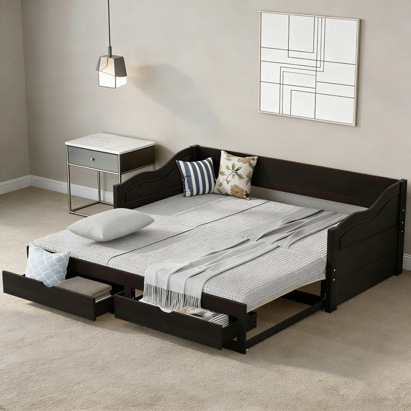 Budyoni Twin Daybed with Trundle and Drawers, Espresso