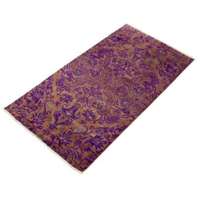 Tapis unique en laine noué à la main 4 pi 2 po x 7 pi 11 po New Age Lahore Finest Deerick