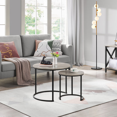 Metal Frame Coffee Table, Round Nesting Table Set