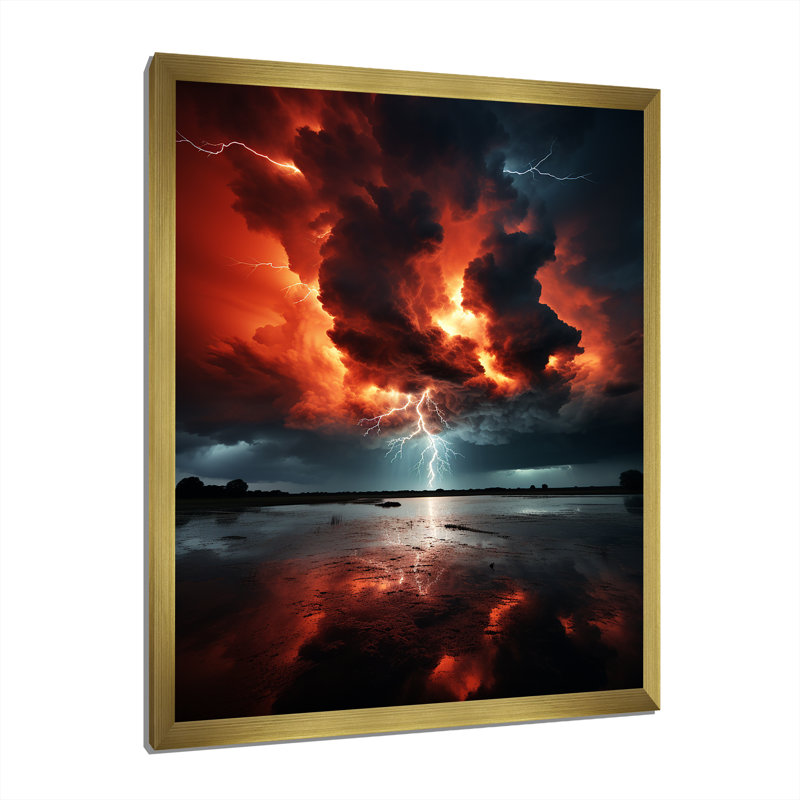 Laveya Orange Storms Thunderous Silence II, reproduction d'art sur toile, H 32 po x l 24 po x P 1 po, Encadrement doré