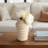 Decorative Textured Ribbed Table Vase with Chiseled Design for Home Decor - Sculptural Tall Flower Vase for Shelf or Kitchen Accent - Ivory and Tan-196265669