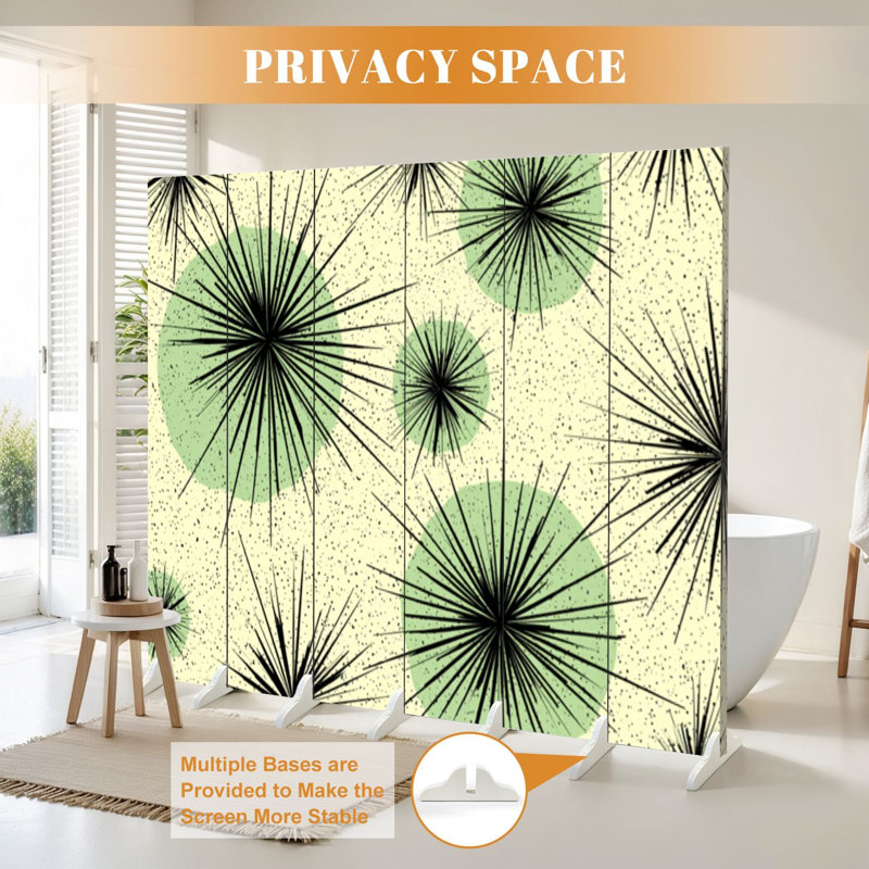 Cloison pliante à 6 panneaux avec paravent Royal Mid Century Modern Palm Springs, 6, 71" H x 96" W x 1" D