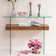 31.5'' Narrow Glass Console Table with Storage, Small Entryway Table with Natural Wood Shelves