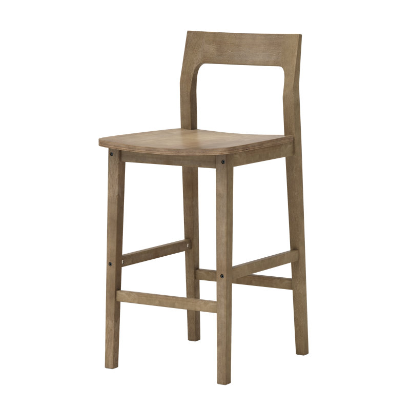 Tabouret de comptoir en bois massif avec repose-pieds, Brun