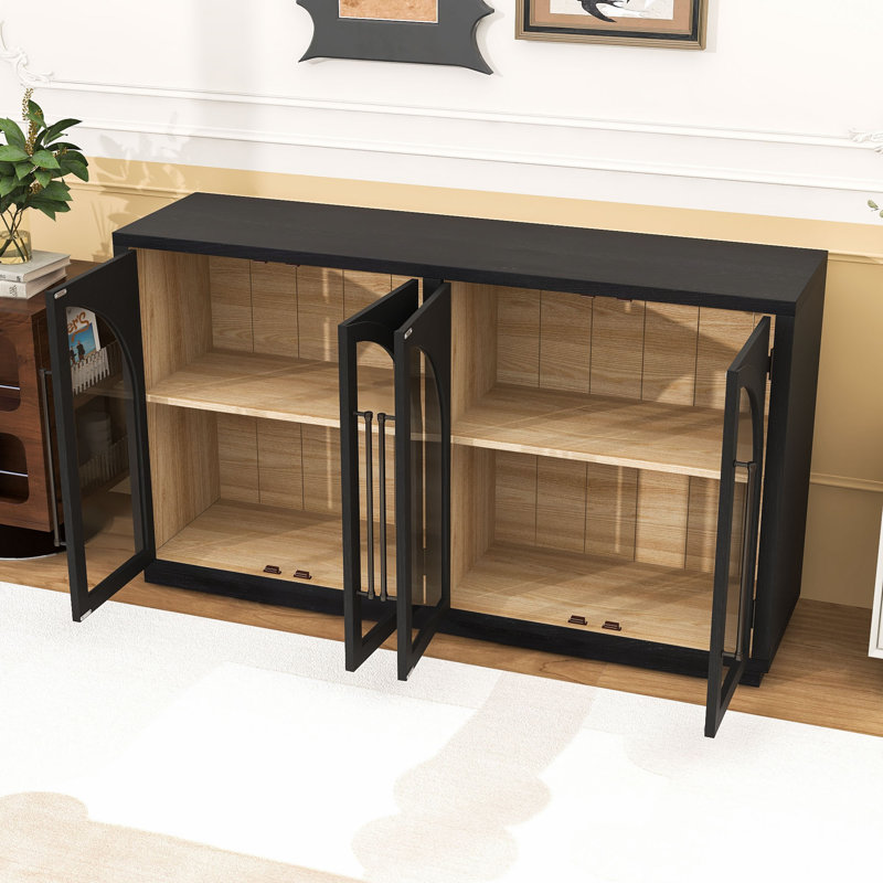 Sideboard Buffet Cabinet with Adjustable Shelves, Black