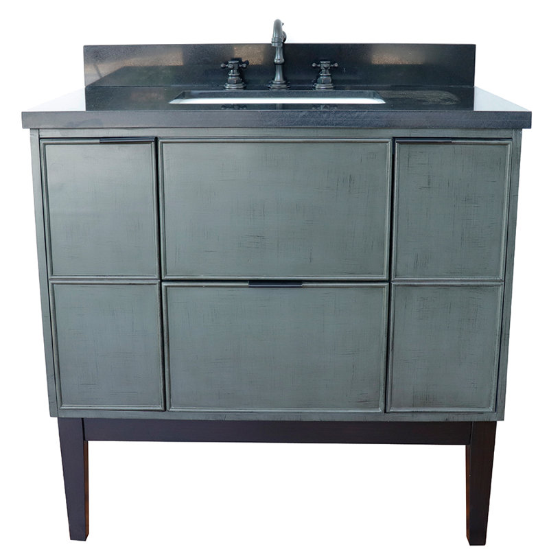 37'' Single Bathroom Vanity with Top, Black Galaxy