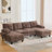 U-shaped Sectional Sofa 103.5" Chenille Fabric Couch with Dual Chaise Lounges-1760954179