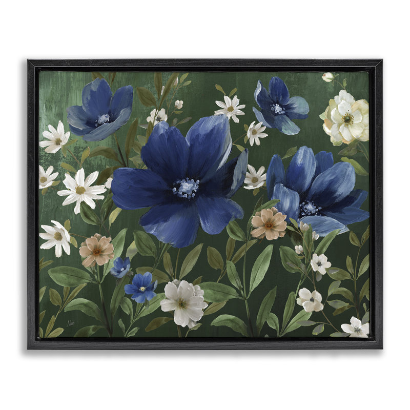Floraison de fleurs dans la nature, Cadre flottant noir de jais, H 17 po x l 21 po