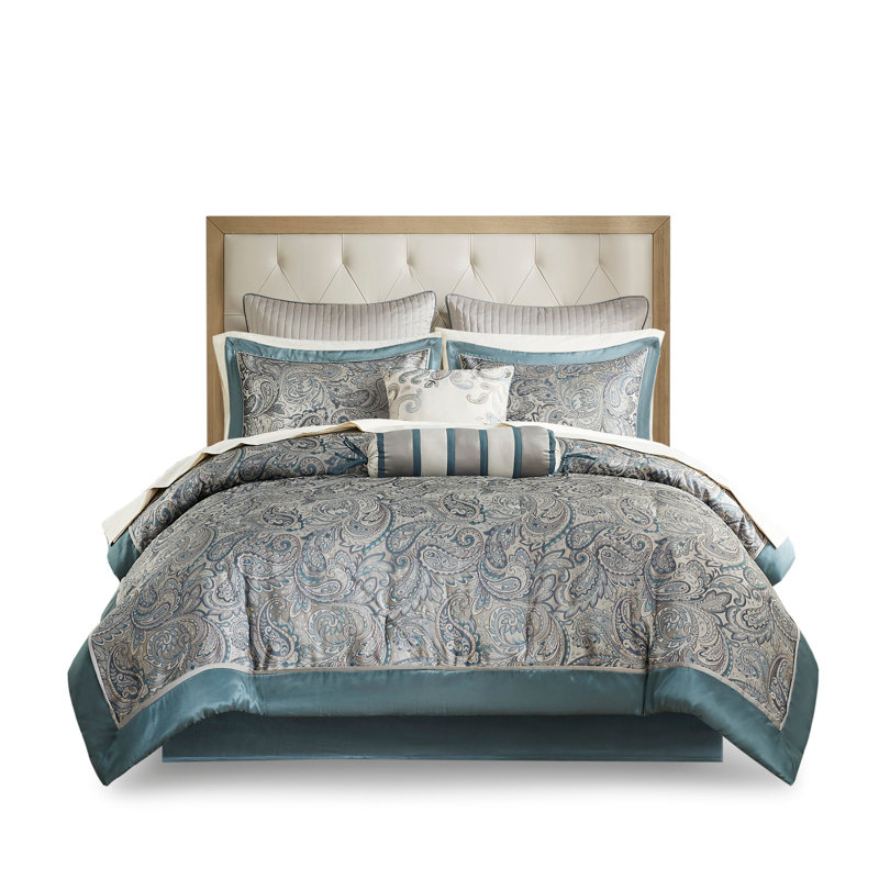 Ensemble d'édredon 12 pièces avec draps en coton bleu sarcelle