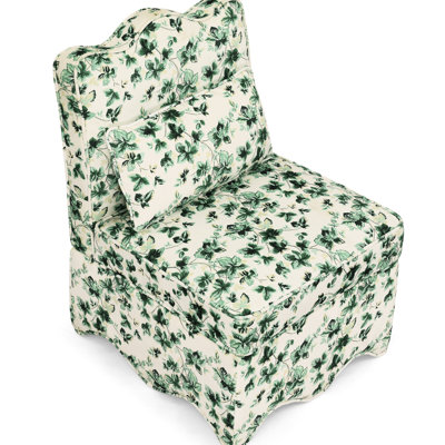 Flannel Armless Dining Chair With Soft Back And Seat, Floral Pattern, Matching Pillow For Comfort, Suitable Small - Sized Spaces, Simple Assembly Steps Seat Back, Style, Look, Waist, Good Compact