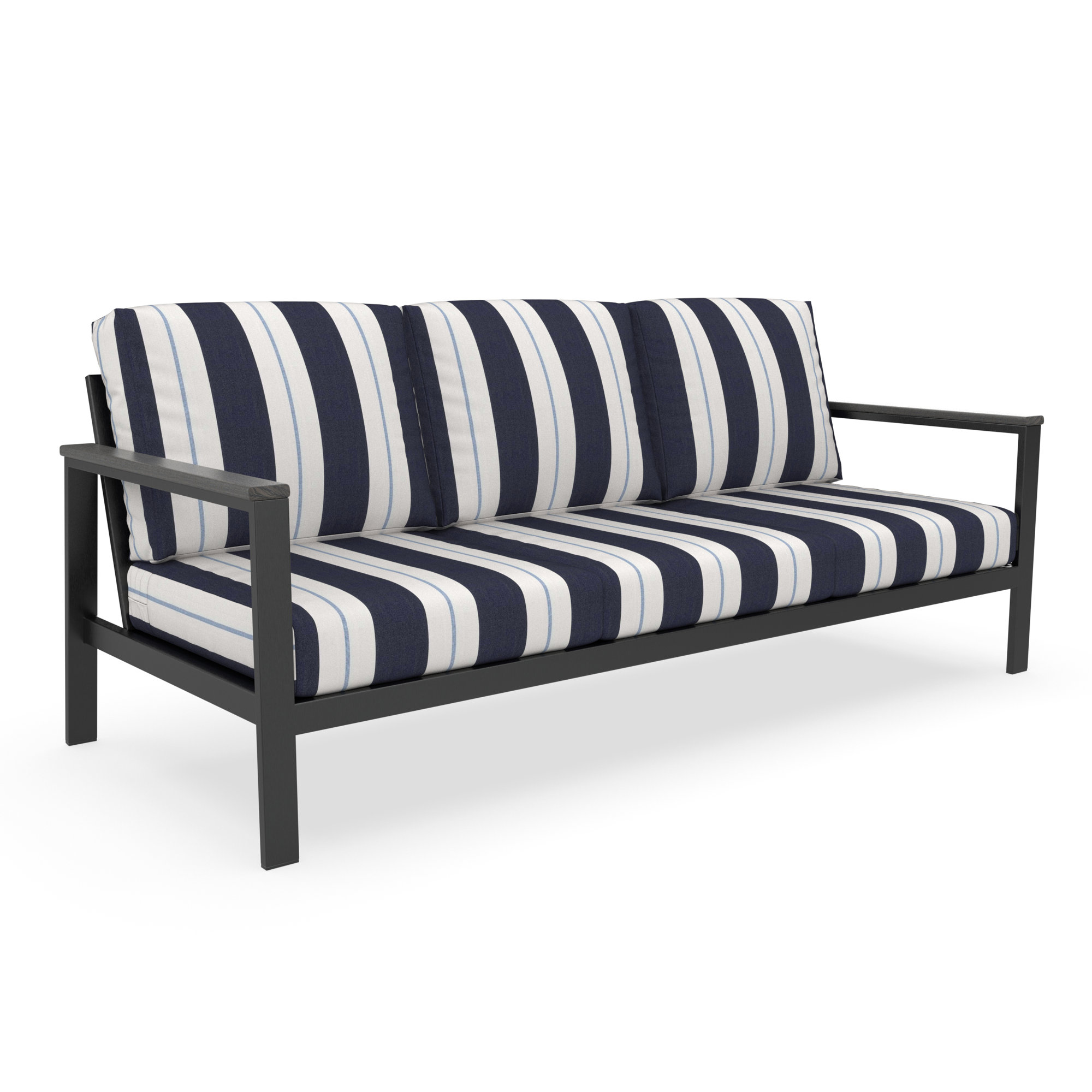Townsend 80.3" Wide Outdoor Patio Sofa with Sunbrella Cushions, Green/White