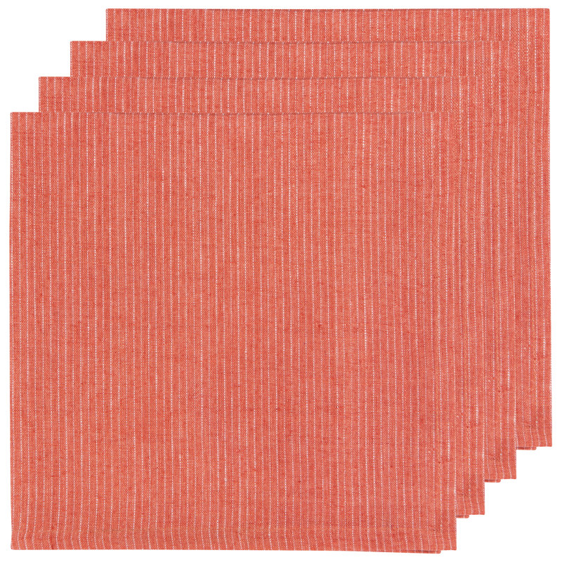 Ensemble de serviettes en coton 4 pièces Pinstripe, Orangé