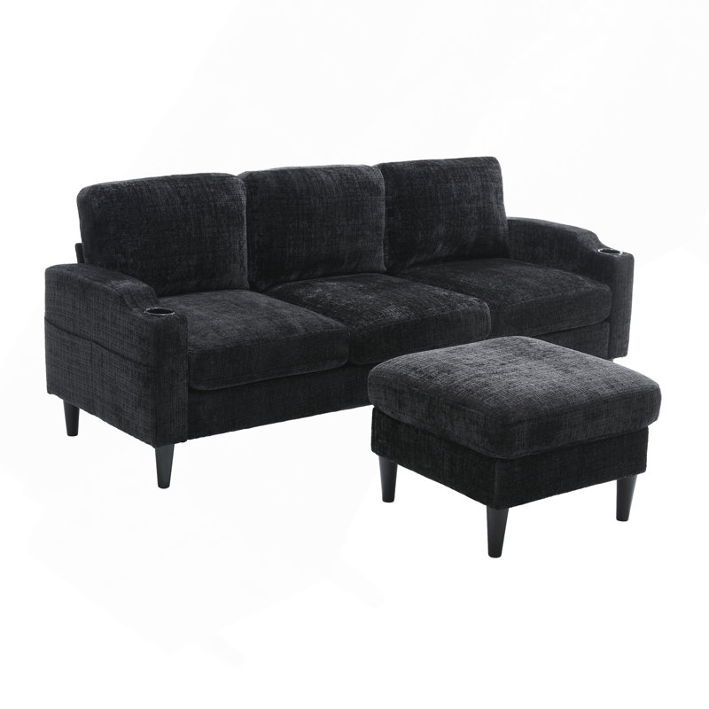 storage sofa /Living room sofa cozy sectional  sofa, Black Chenille