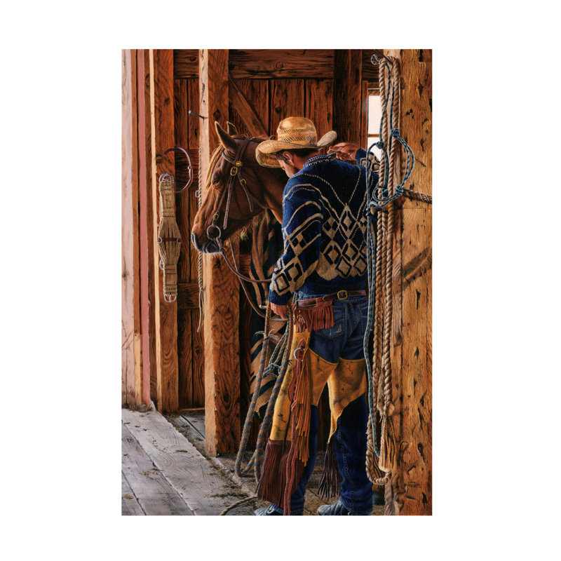 Art sur toile Delene Lambert Cowboy Way Too Early, H 19 po x l 12 po x P 2 po