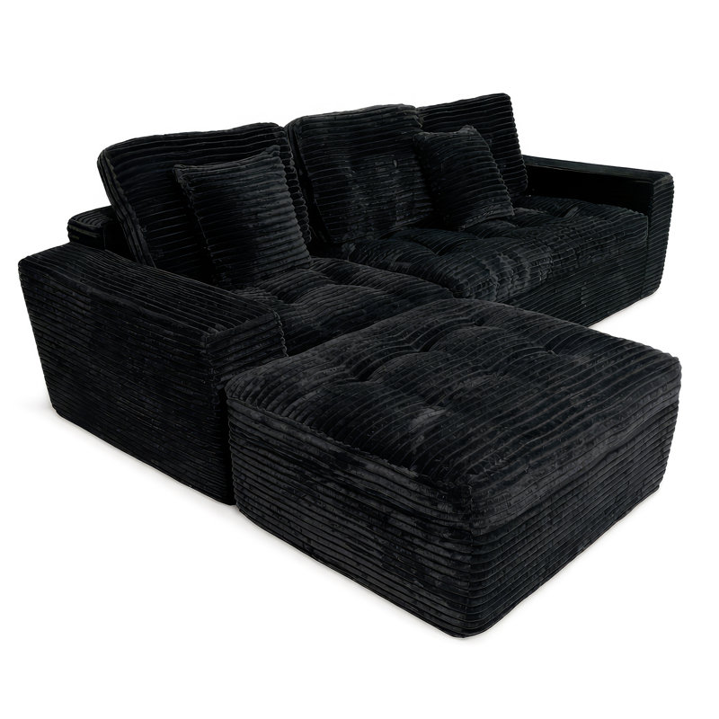Ensemble de canapés Boneless, Similifourrure noire